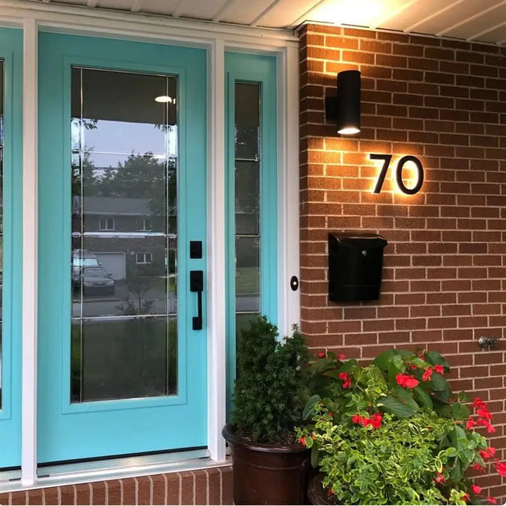 Custom House Number Sign Illuminated Apartment Number Door Signage Stainless Steel Metal Home Address Sign with Light - BacklitLEDsign