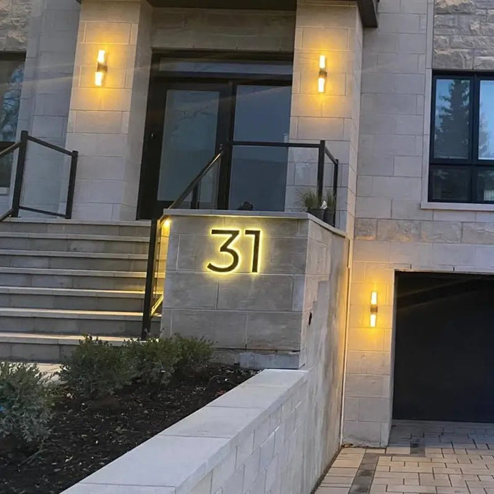 Custom House Number Sign Illuminated Apartment Number Door Signage Stainless Steel Metal Home Address Sign with Light - BacklitLEDsign