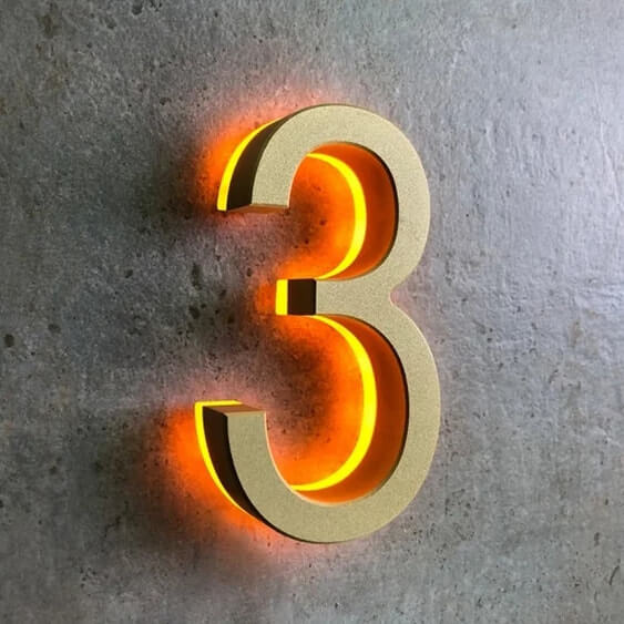 Custom House Number Sign Illuminated Apartment Number Door Signage Stainless Steel Metal Home Address Sign with Light - BacklitLEDsign