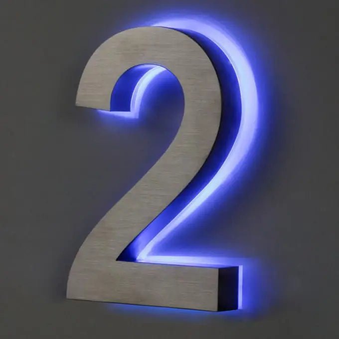Custom House Number Sign Illuminated Apartment Number Door Signage Stainless Steel Metal Home Address Sign with Light - BacklitLEDsign