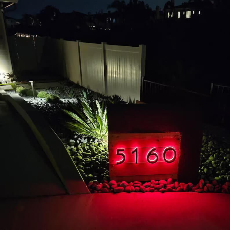 Custom House Number Sign Illuminated Apartment Number Door Signage Stainless Steel Metal Home Address Sign with Light - BacklitLEDsign