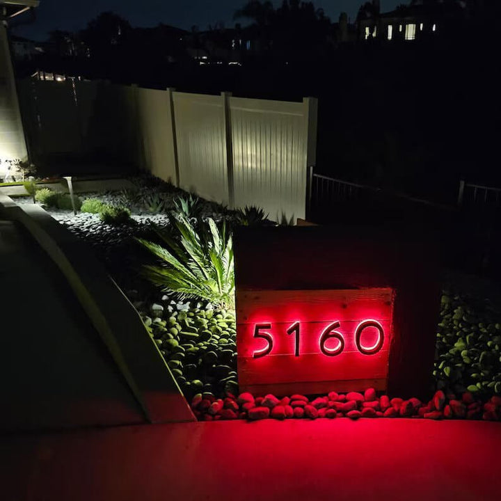 Custom House Number Sign Illuminated Apartment Number Door Signage Stainless Steel Metal Home Address Sign with Light - BacklitLEDsign