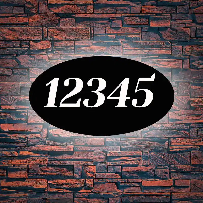 Custom House Number Sign Modern Illuminated Address Sign Oval House Sign Front Porch Address Plaque - BacklitLEDsign