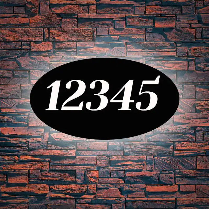 Custom House Number Sign Modern Illuminated Address Sign Oval House Sign Front Porch Address Plaque - BacklitLEDsign
