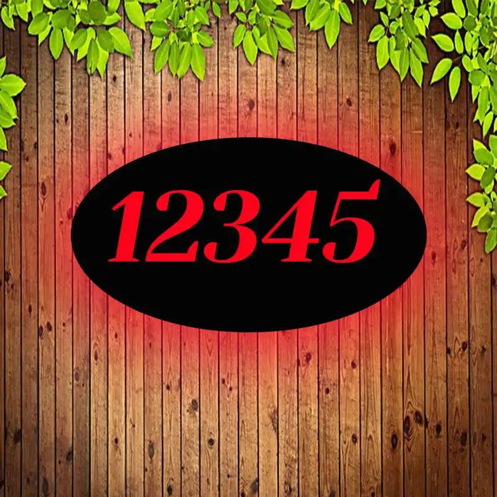 Custom House Number Sign Modern Illuminated Address Sign Oval House Sign Front Porch Address Plaque - BacklitLEDsign