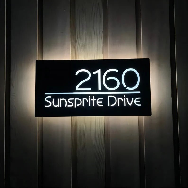 Custom Illuminated Address Numbers Lighted Address Plaque Outdoor House Numbers Modern Personalized Maker Mail Box Numbers - BacklitLEDsign