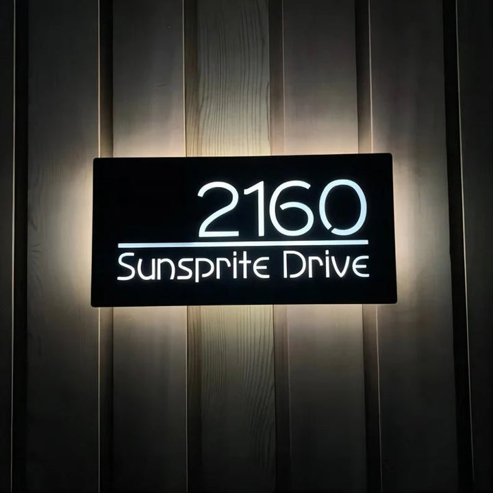 Custom Illuminated Address Numbers Lighted Address Plaque Outdoor House Numbers Modern Personalized Maker Mail Box Numbers - BacklitLEDsign