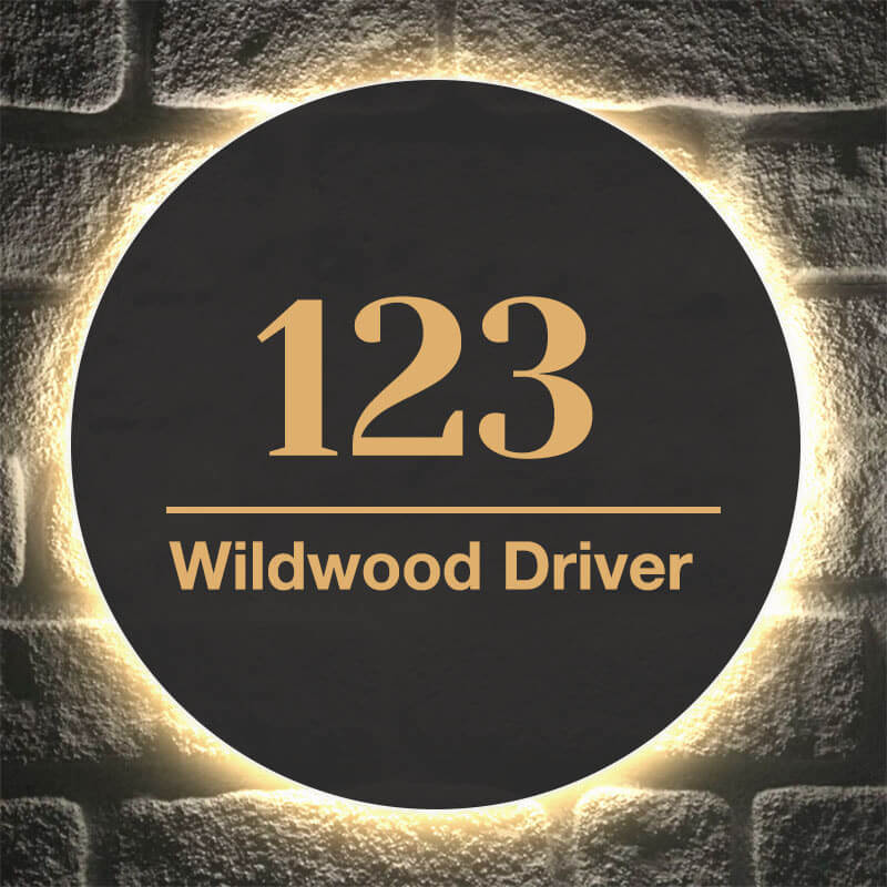 Custom Round Illuminated House Number Sign – Waterproof LED, Wall - Mounted, Easy - to - Read Address - BacklitLEDsign