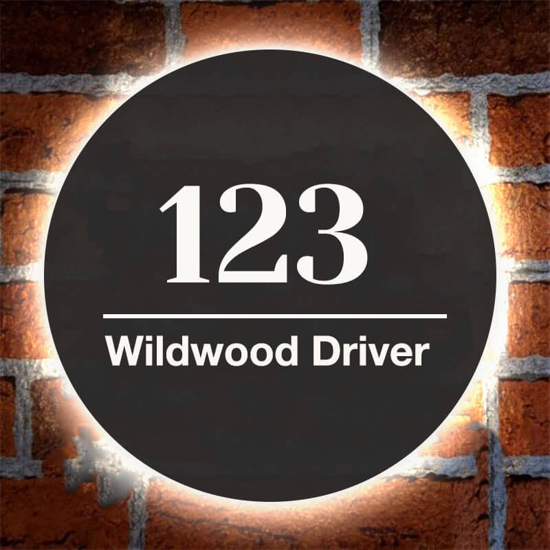 Custom Round Illuminated House Number Sign – Waterproof LED, Wall - Mounted, Easy - to - Read Address - BacklitLEDsign
