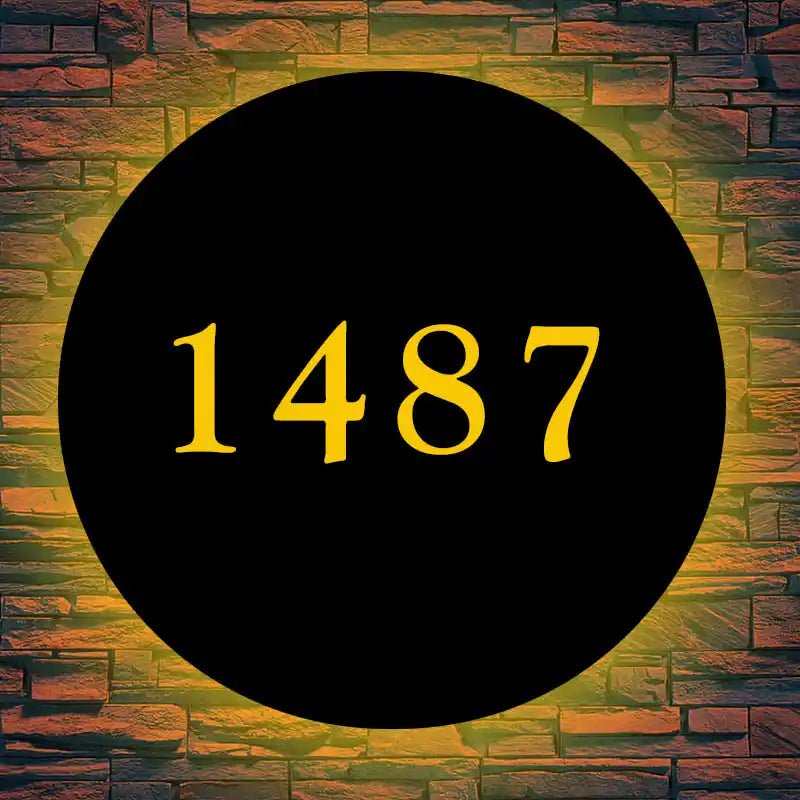 Elegant Round LED Lighted Address Plaque – Glowing House Numbers, Solar - Powered, Rustic or Modern - BacklitLEDsign