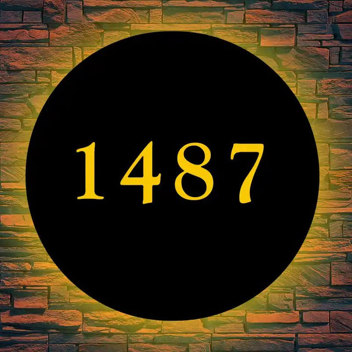 Elegant Round LED Lighted Address Plaque – Glowing House Numbers, Solar - Powered, Rustic or Modern - BacklitLEDsign