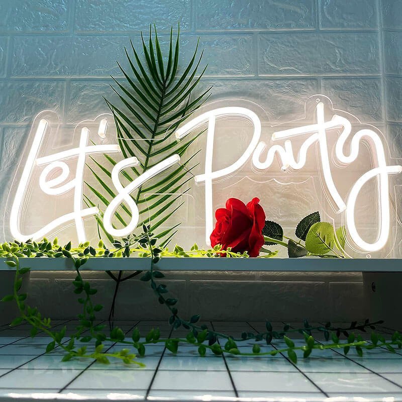 Party Neon Signs Custom Neon Signs USB Let's Party Neon Sign Wall Decor LED Neon Decorative Signs Neon Lights for Parties & Special Occasions - BacklitLEDsign
