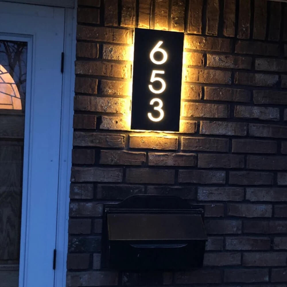 Personalized Reflective Address Plaques Modern House Number Designs Outdoor Signs Laser Engraved Art Custom Signs for Home or Business - BacklitLEDsign