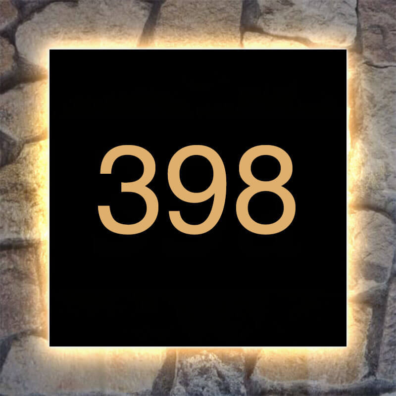 Personalized Square Light - Up Address Sign – Backlit House Numbers, Dimmable LED, Metal or Acrylic - BacklitLEDsign