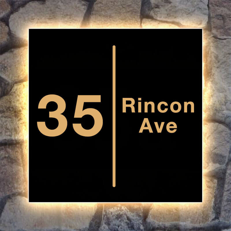 Personalized Square Light - Up Address Sign – Backlit House Numbers, Dimmable LED, Metal or Acrylic - BacklitLEDsign
