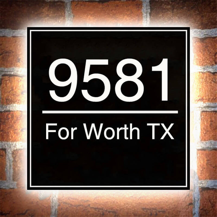Personalized Square Light - Up Address Sign – Backlit House Numbers, Dimmable LED, Metal or Acrylic - BacklitLEDsign