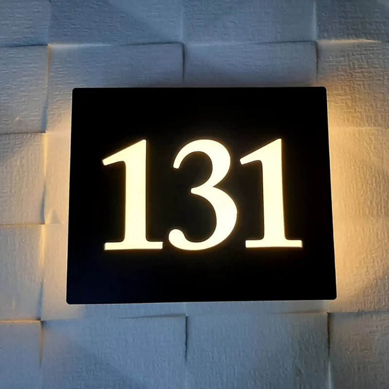Personalized Square Light - Up Address Sign – Backlit House Numbers, Dimmable LED, Metal or Acrylic - BacklitLEDsign