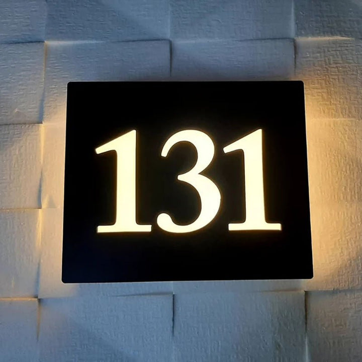 Personalized Square Light - Up Address Sign – Backlit House Numbers, Dimmable LED, Metal or Acrylic - BacklitLEDsign
