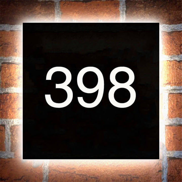 Personalized Square Light - Up Address Sign – Backlit House Numbers, Dimmable LED, Metal or Acrylic - BacklitLEDsign