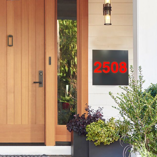 lighted house number sign plaque sign