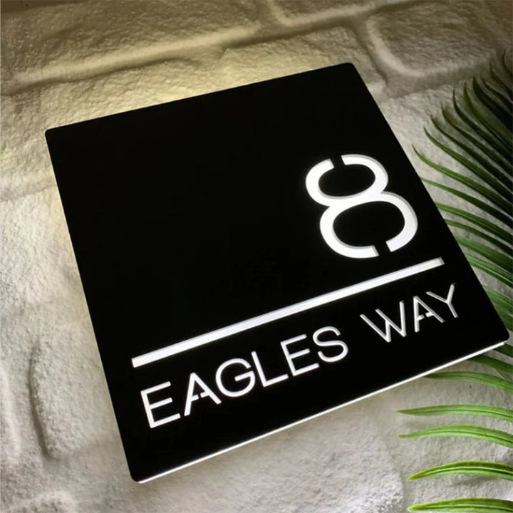 Led Light Box House Number Plaque modern address sign light up house number signs