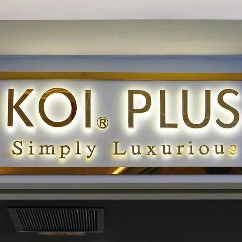 Custom Stainless Steel Logo Sign Illuminated Logo Signage Backlit Brushed Metal 3D Design Reverse Channel Letters Wholesale Lobby Signs - BacklitLEDsign