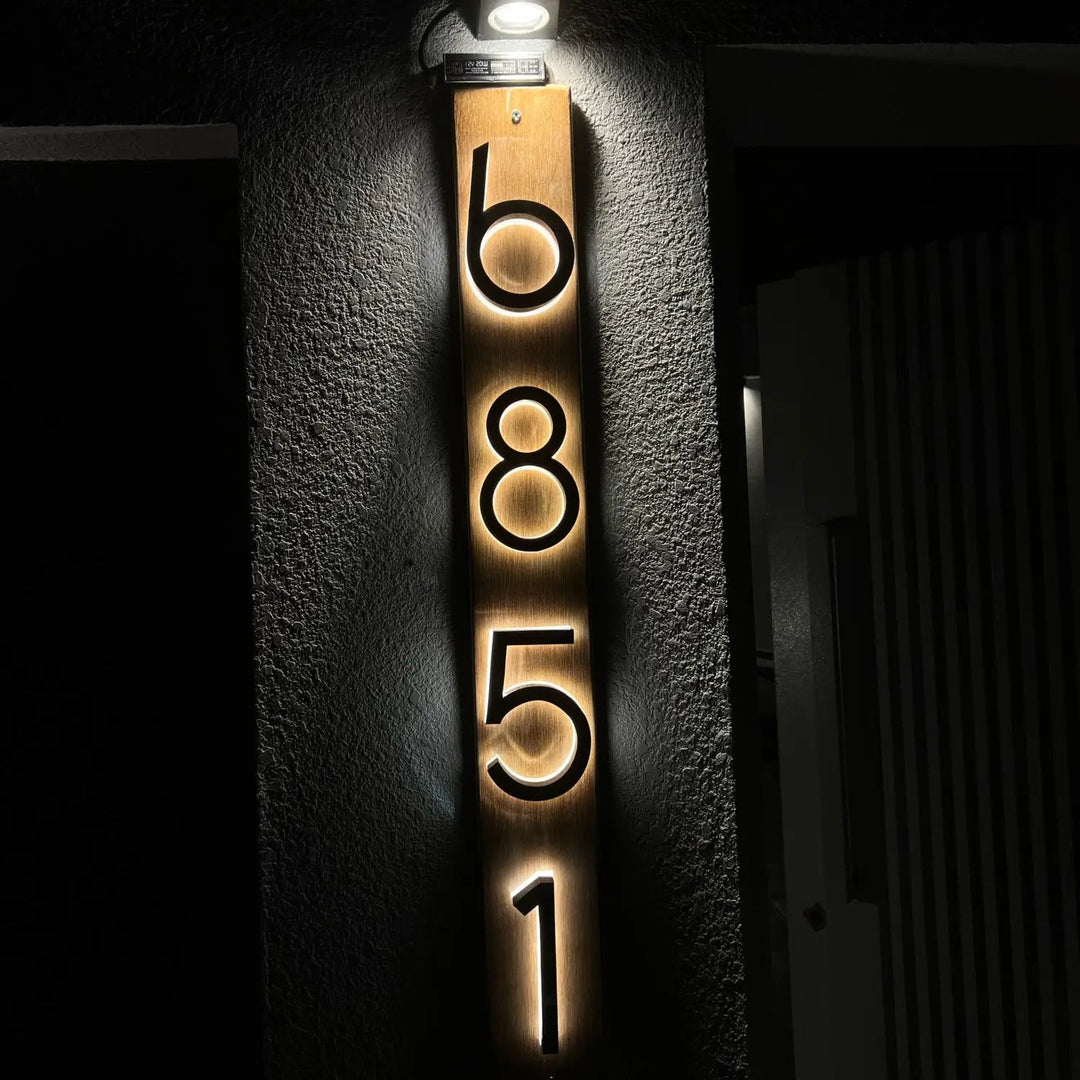 Illuminated House Sign Door Number Personalized Metal Wall Art Lighted House Numbers Address Sign for Yard Backlit Street Numbers - BacklitLEDsign