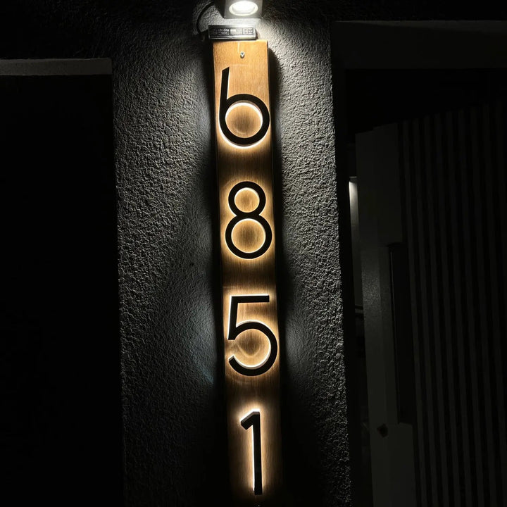 Illuminated House Sign Door Number Personalized Metal Wall Art Lighted House Numbers Address Sign for Yard Backlit Street Numbers - BacklitLEDsign