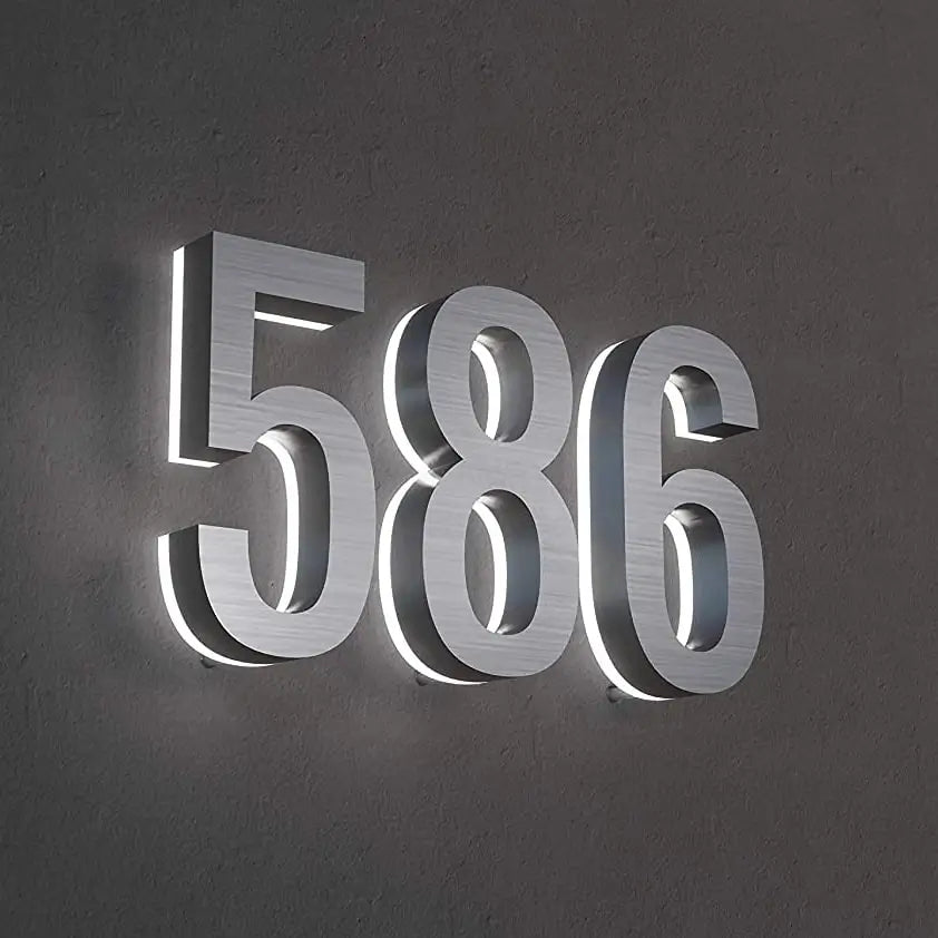 Modern Illuminated House Numbers Light Up House Number Signs Outdoor Lit House Numbers Led Address Solar Backlit House Numbers - BacklitLEDsign