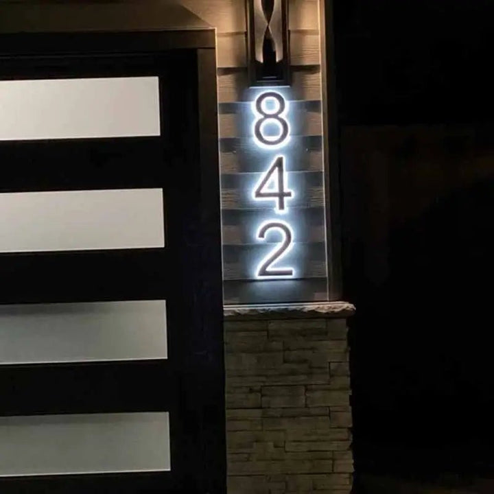 Modern Illuminated House Numbers Light Up House Number Signs Outdoor Lit House Numbers Led Address Solar Backlit House Numbers - BacklitLEDsign