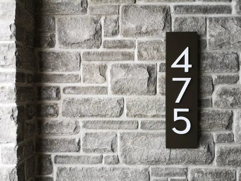 Personalized Reflective Address Plaques Modern House Number Designs Outdoor Signs Laser Engraved Art Custom Signs for Home or Business - BacklitLEDsign