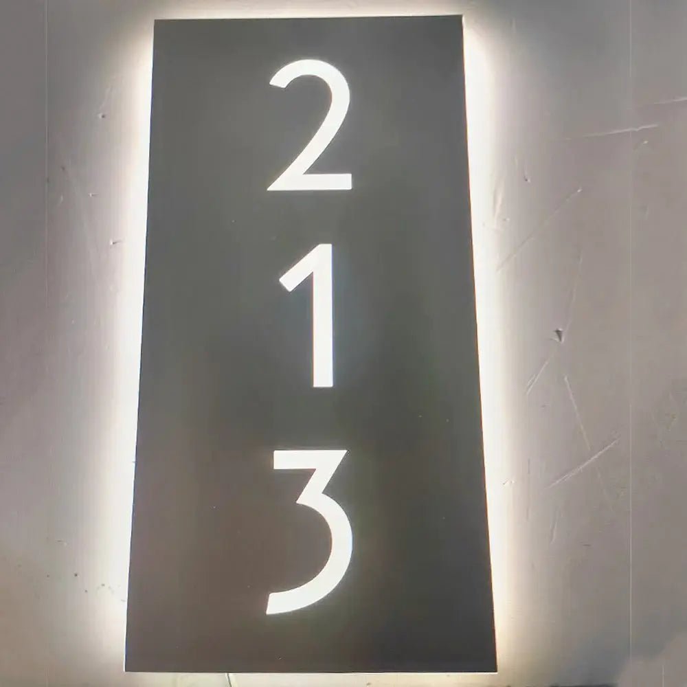 Personalized Reflective Address Plaques Modern House Number Designs Outdoor Signs Laser Engraved Art Custom Signs for Home or Business - BacklitLEDsign