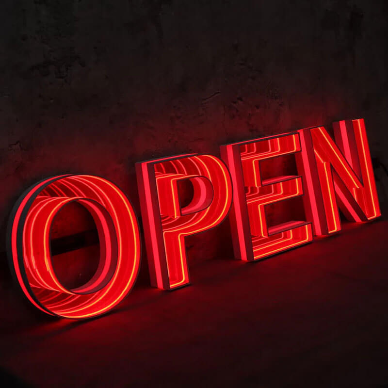 Energy Efficient Infinity Mirror Sign - Long Life LED Lights