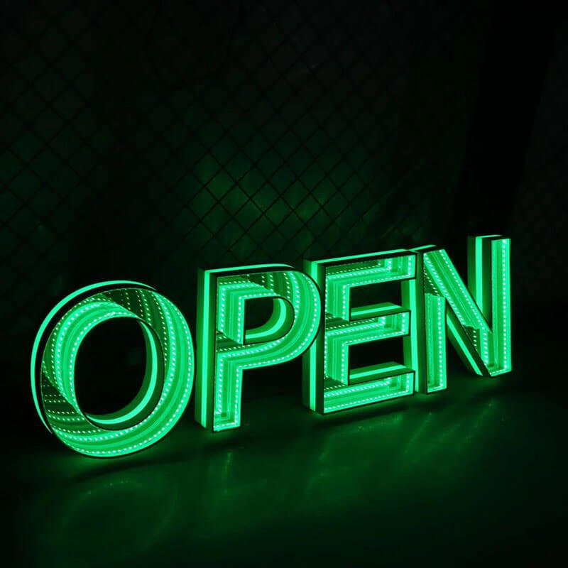 Custom 3D Infinity Mirror LED Light Sign | Personalized Neon Track Channel Letters for Wall Decor & Business Displays - BacklitLEDsign