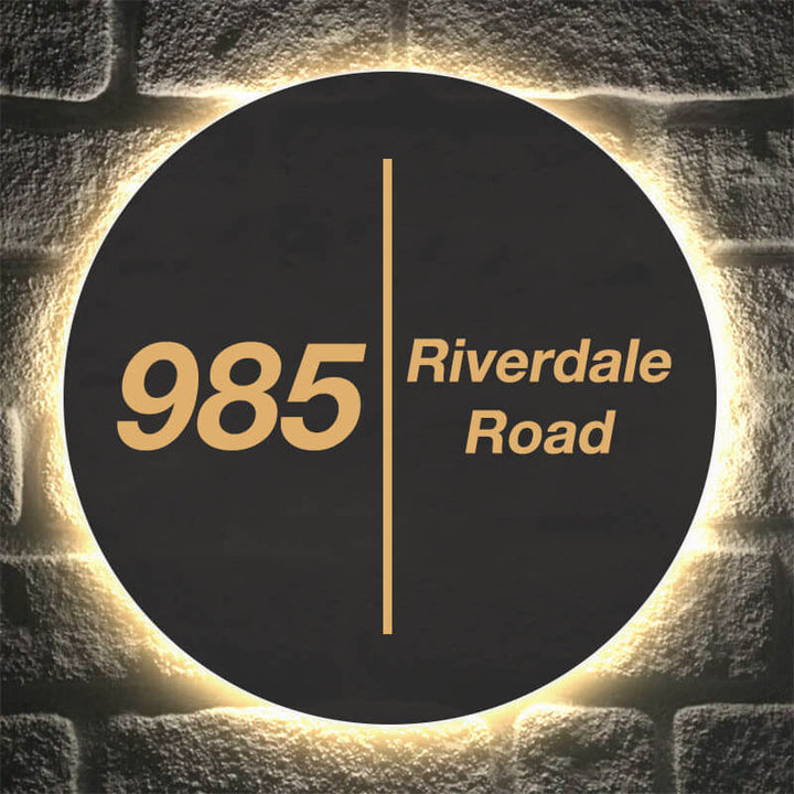 Custom House Number Sign LED Light Box Address Number Sign Door Plaque Sign Rounded Plaque Lazer Cut Metal Sign Outdoor Sign - BacklitLEDsign