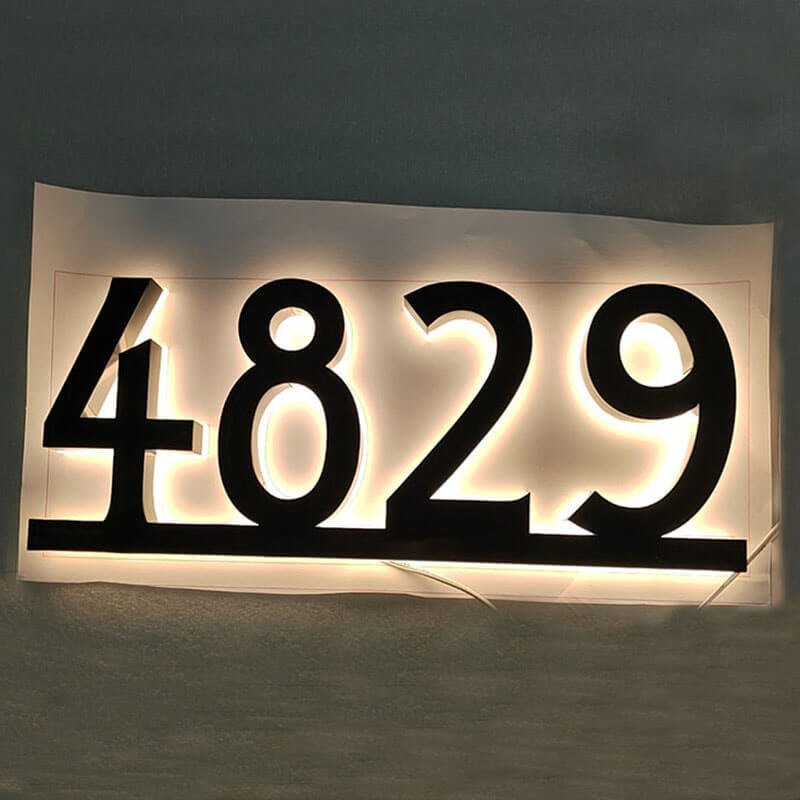 Custom Modern Metal House Numbers, Large Black Address Plaques, Laser Cut Mailbox Numbers & Stylish Metallic Signs for Home - BacklitLEDsign