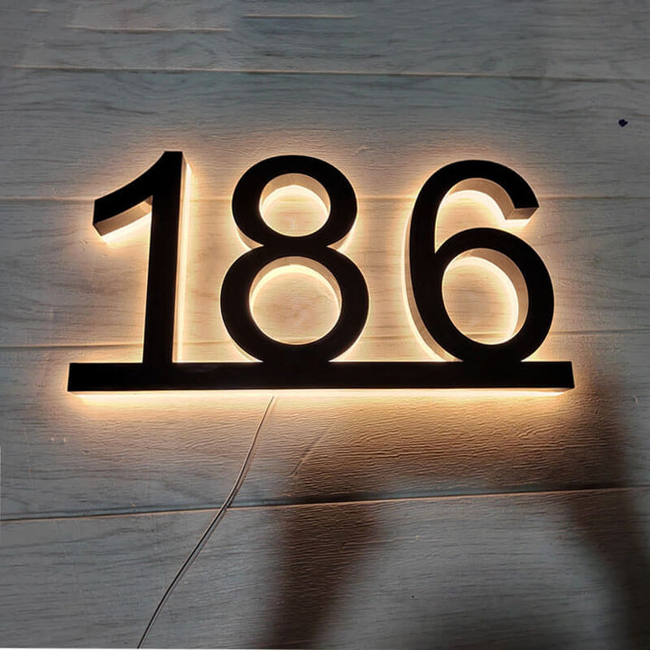 Custom Modern Metal House Numbers, Large Black Address Plaques, Laser Cut Mailbox Numbers & Stylish Metallic Signs for Home - BacklitLEDsign