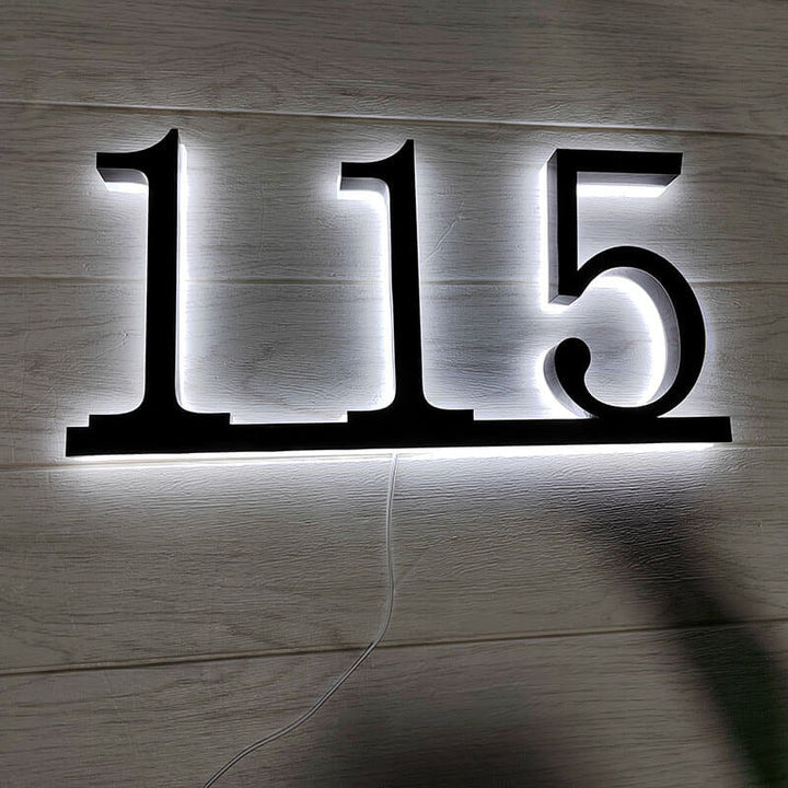 Custom Modern Metal House Numbers, Large Black Address Plaques, Laser Cut Mailbox Numbers & Stylish Metallic Signs for Home - BacklitLEDsign