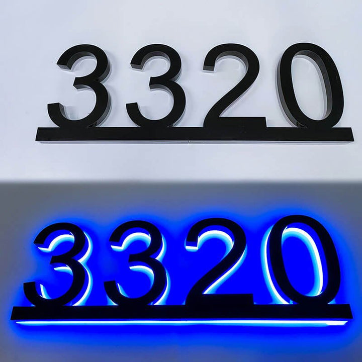 Custom Modern Metal House Numbers, Large Black Address Plaques, Laser Cut Mailbox Numbers & Stylish Metallic Signs for Home - BacklitLEDsign