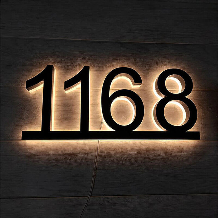 Custom Modern Metal House Numbers, Large Black Address Plaques, Laser Cut Mailbox Numbers & Stylish Metallic Signs for Home - BacklitLEDsign