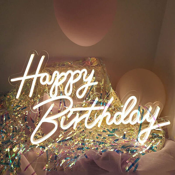 Happy Birthday Neon Sign LED Neon Party Sign Custom Age Led Neon Light Up Sign Neon Lights Neon Letters Glow Sign Celebration Background Decor - BacklitLEDsign