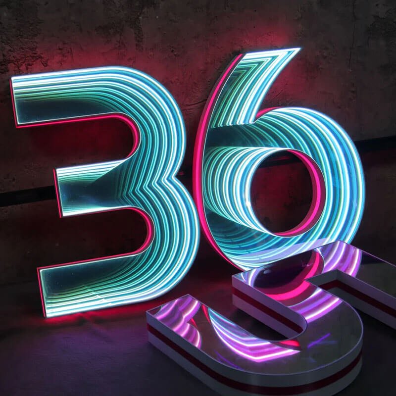 Infinity Mirror 3D LED Sign | Customizable Channel Letters & Neon Mirror Signs for Retail Shops or Events - BacklitLEDsign