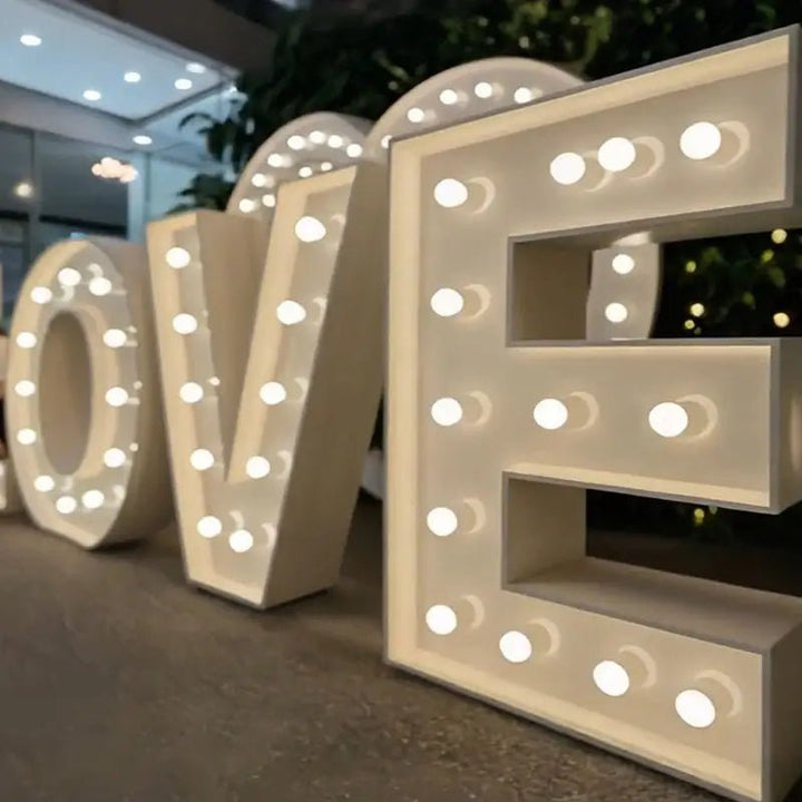 Large 4FT Industrial Marquee Letters with Exposed LED Bulbs – Rustic Metal Light - Up Signs for Indoor/Outdoor Events - BacklitLEDsign