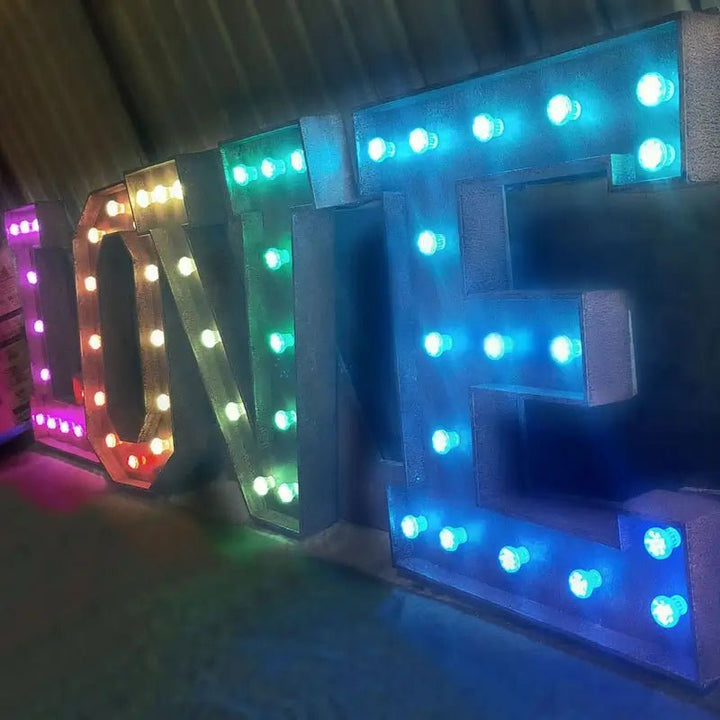 Large 4FT Industrial Marquee Letters with Exposed LED Bulbs – Rustic Metal Light - Up Signs for Indoor/Outdoor Events - BacklitLEDsign