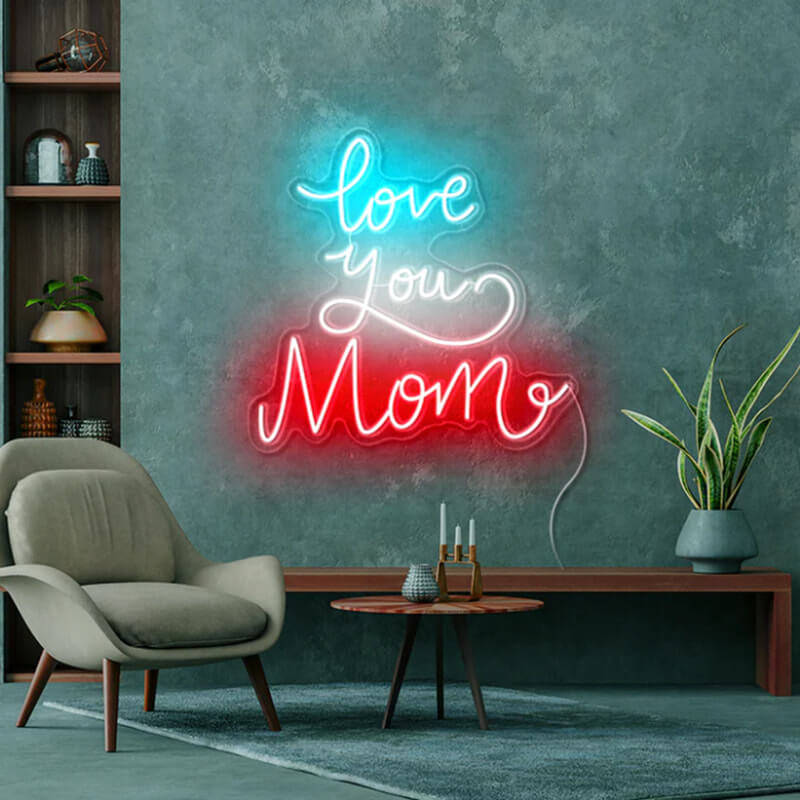 Love You Mom Neon Sign LED Letters Lights As Gifts for Wife Mother Grandma Express Your Grateful Mother Love Birthday Decorative Neon Lights - BacklitLEDsign
