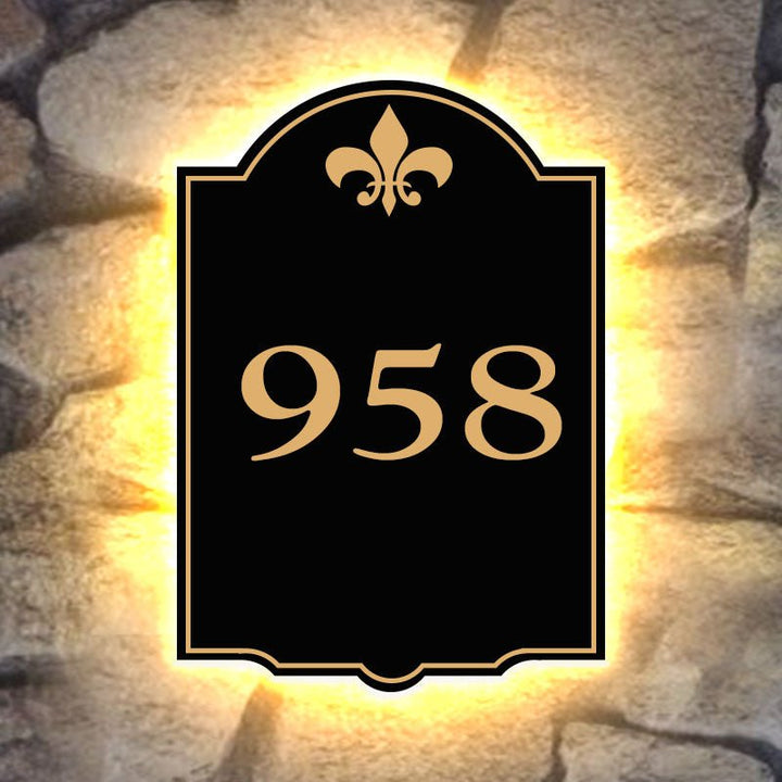 Unique Custom - Shaped Lighted Address Sign – Personalized Illuminated House Numbers, Any Design, LED Backlit - BacklitLEDsign