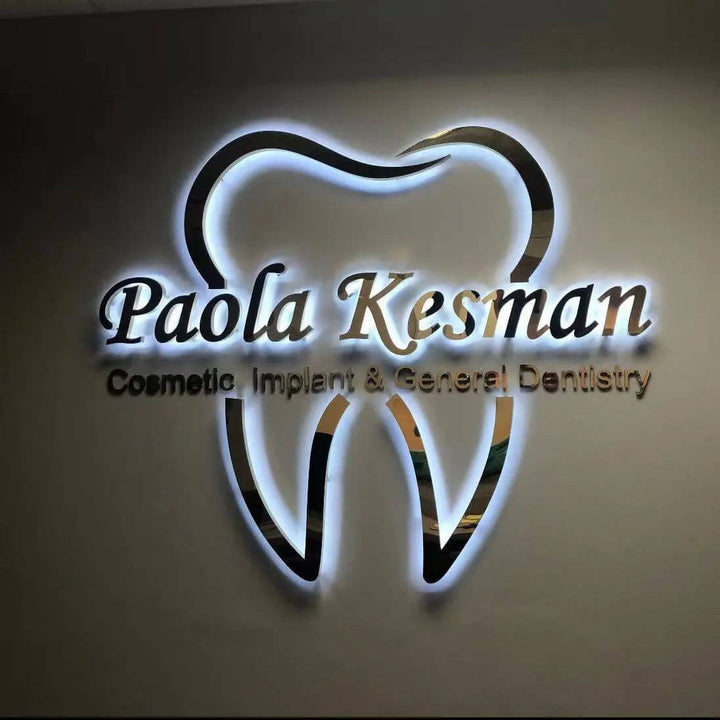 Dentistry Logo Design Illuminated 3D Led Backlit Front Reception Signs Light Up Office Signage Metal Backlit Business Sign Outdoor - BacklitLEDsign