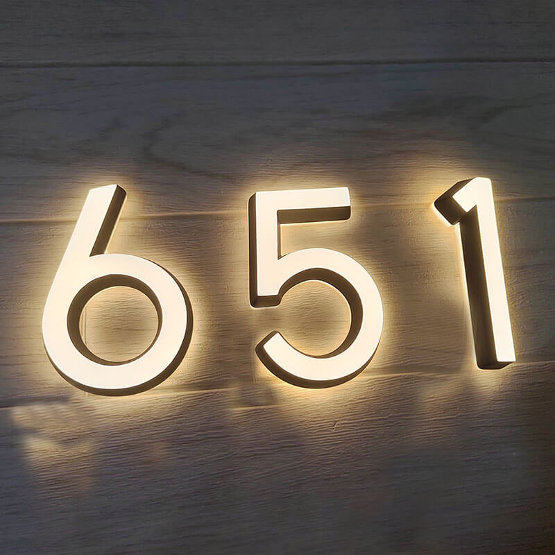 Frontlit and Backlit Floating LED Lighted Outdoor Large House Numbers Lighted House Number Signs for Outside Home Yard Street - BacklitLEDsign