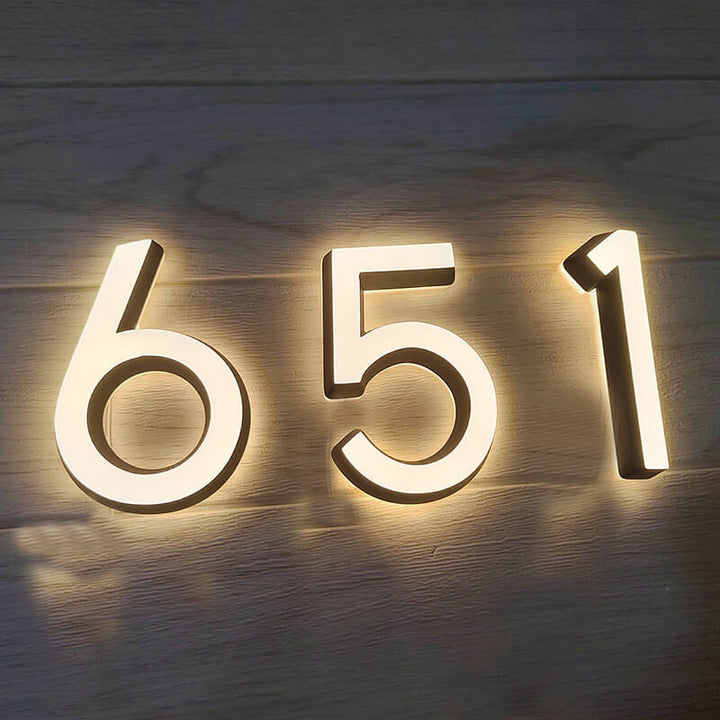 Frontlit and Backlit Floating LED Lighted Outdoor Large House Numbers Lighted House Number Signs for Outside Home Yard Street - BacklitLEDsign