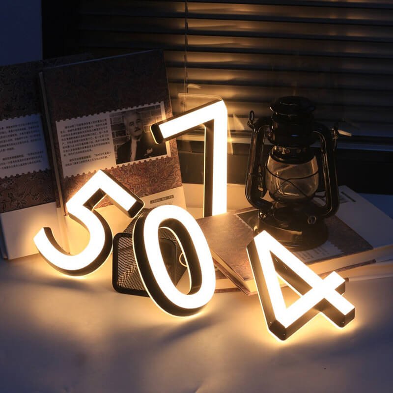 Frontlit and Backlit Floating LED Lighted Outdoor Large House Numbers Lighted House Number Signs for Outside Home Yard Street - BacklitLEDsign